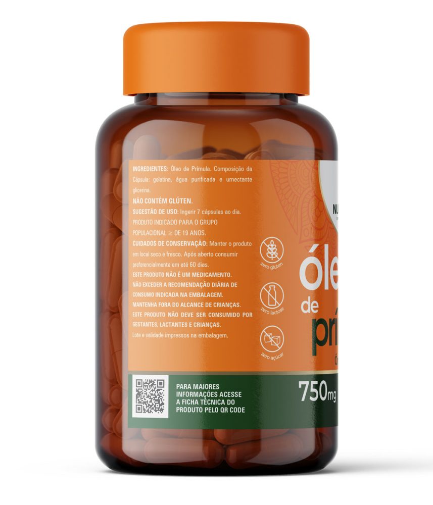 Óleo de Primula 750mg 60 cápsulas softgels Nutropia Nutropia