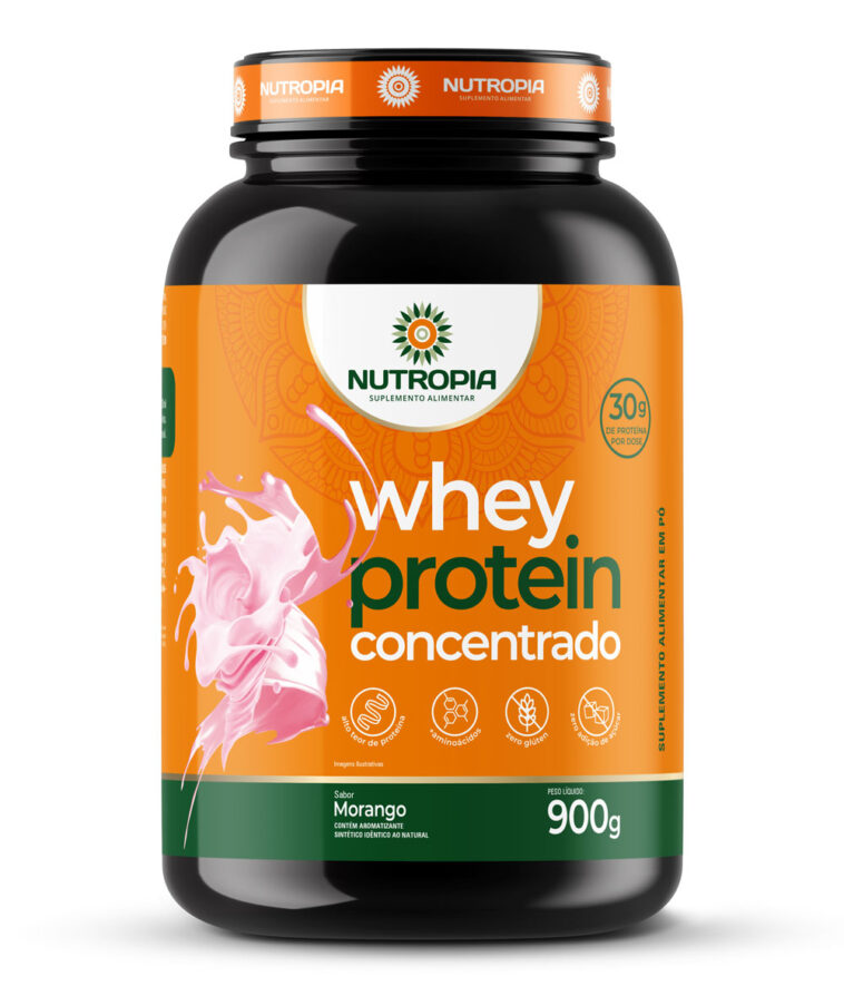 Whey Protein Concentrate Morango 900g Nutropia